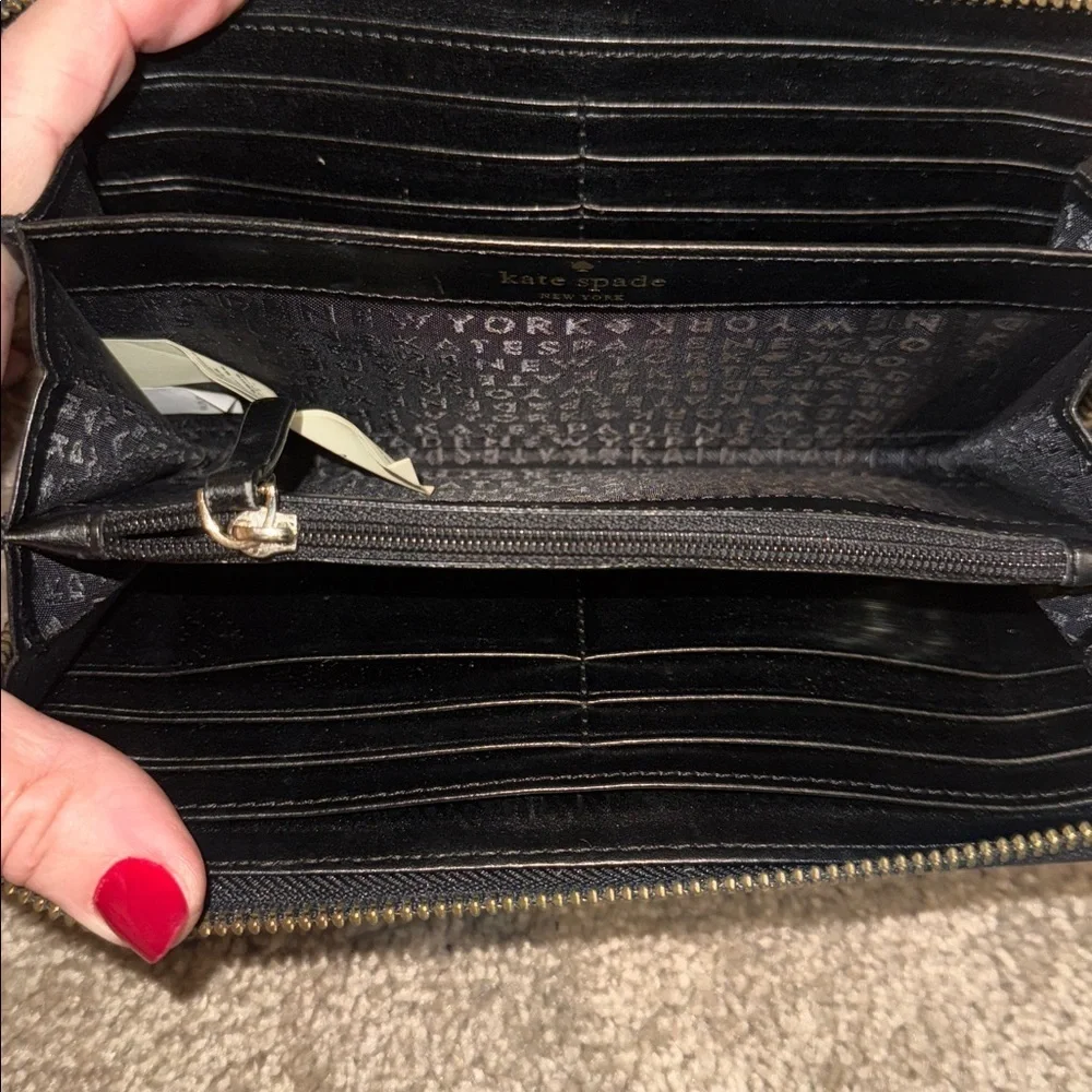 Kate Spade Navy and White Striped Zip Around Wallet